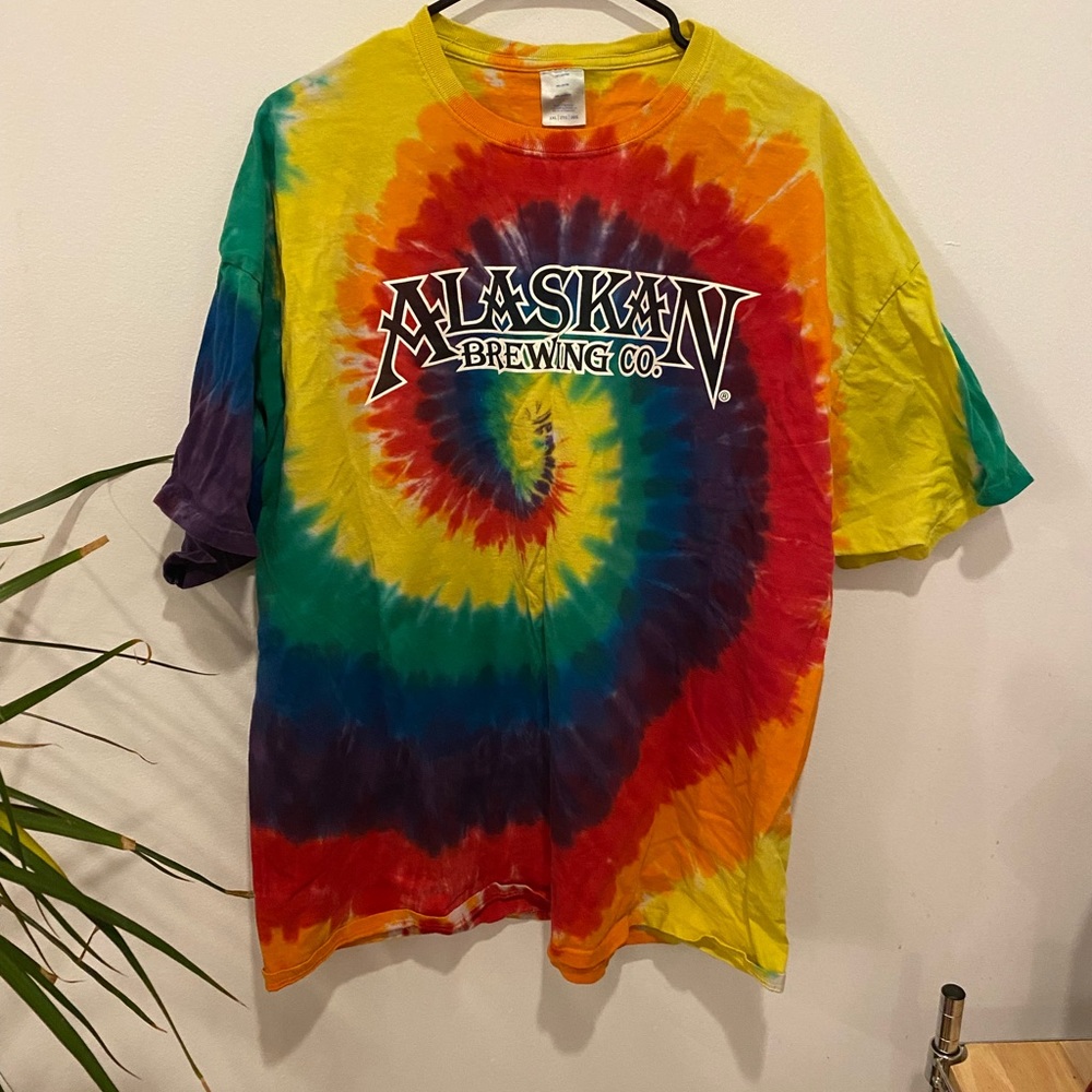 Alaskan Brewing Company Rainbow Tie Dye XXL Tee Shirt